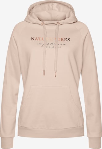 Sweat-shirt LASCANA en beige : devant