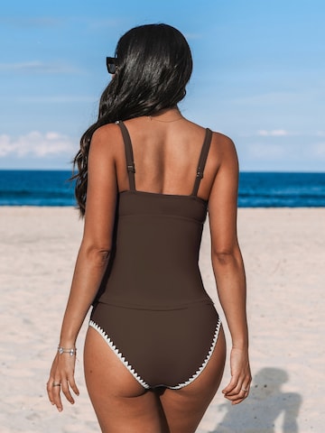 Cupshe Bralette Tankini 'Adjustable straps' in Brown