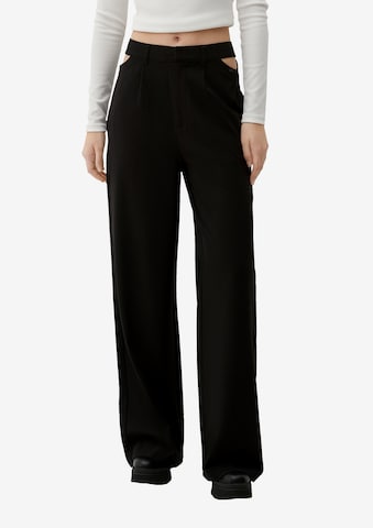 QS Wide leg Trousers in Black: front