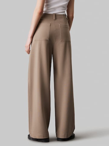 Calvin Klein Jeans Wide leg Pleat-front trousers 'Milano' in Beige