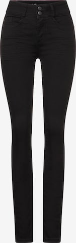 STREET ONE Skinny Jeans 'QR York' in Zwart: voorkant