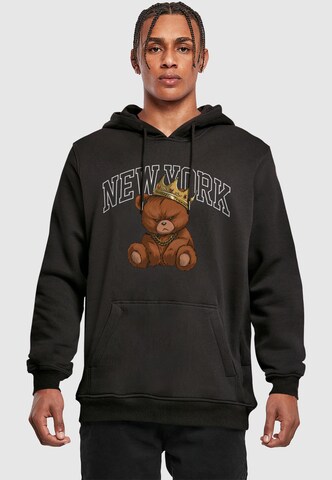 Sweat-shirt 'NY Crowned Bear' Mister Tee en noir : devant