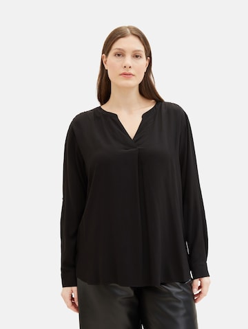 Tom Tailor Women + Blouse in Zwart: voorkant