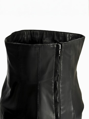 Be  Noble Rok 'Eleganter Lederrock Taillenhoch aus Lammnappa' in Zwart
