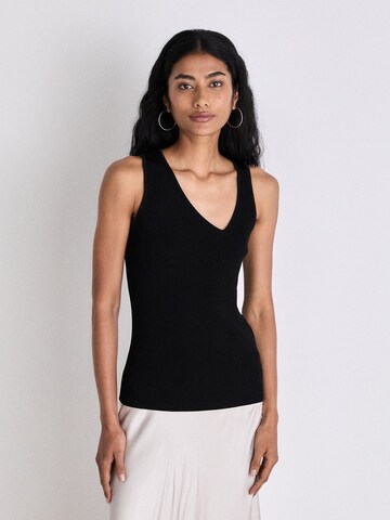 HUGO Kootud topp 'Sharpin', värv must: eest vaates