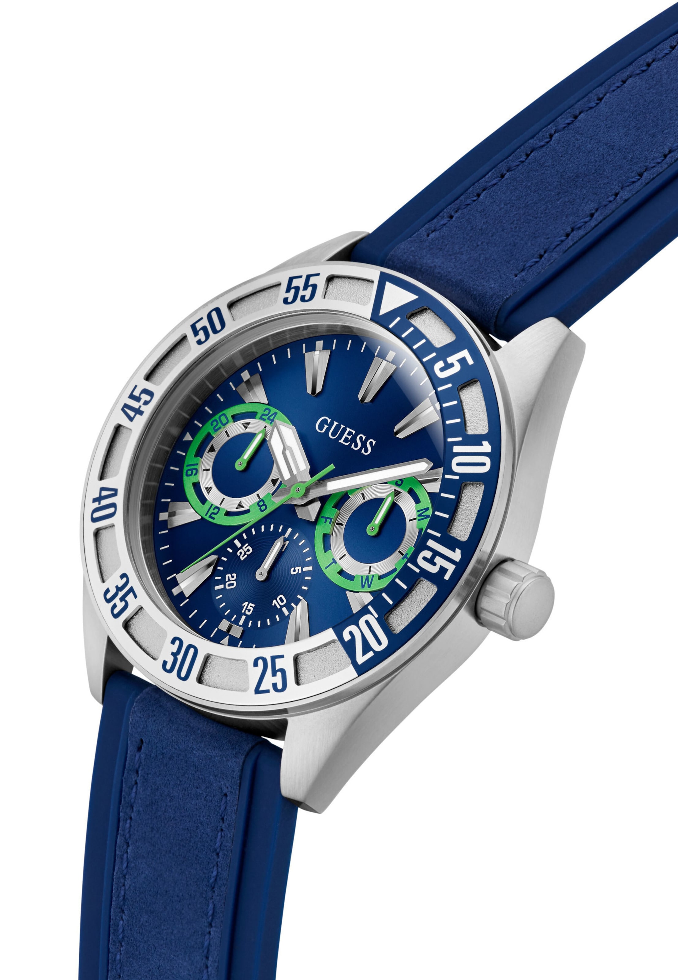 GUESS Analoguhr 'LETTERMAN' in Blau