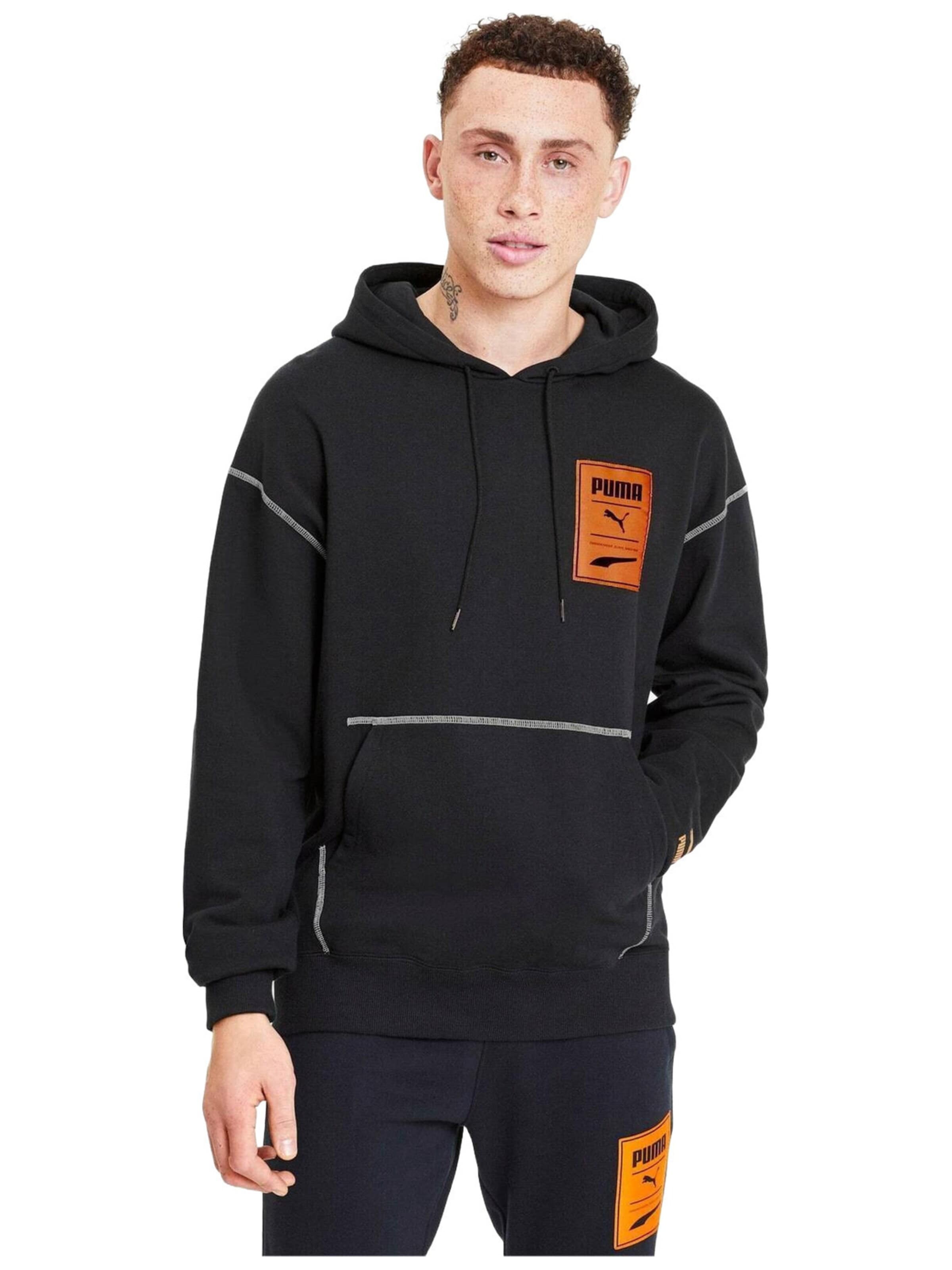 Giacca di felpa 'Puma Recheck Pack Graphic Hoodie' di PUMA in nero: frontale