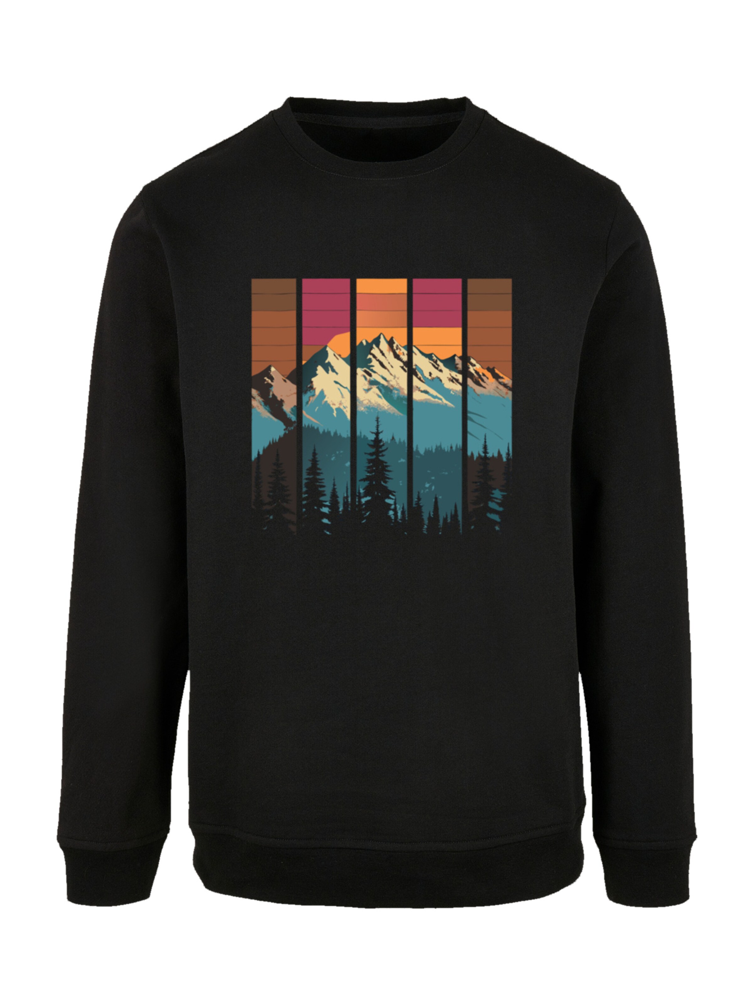 F4NT4STIC Sweatshirt 'Berg Sonnenuntergang Retro' in Black: front