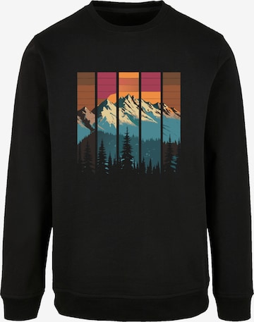 F4NT4STIC Sweatshirt 'Berg Sonnenuntergang Retro' in Black: front
