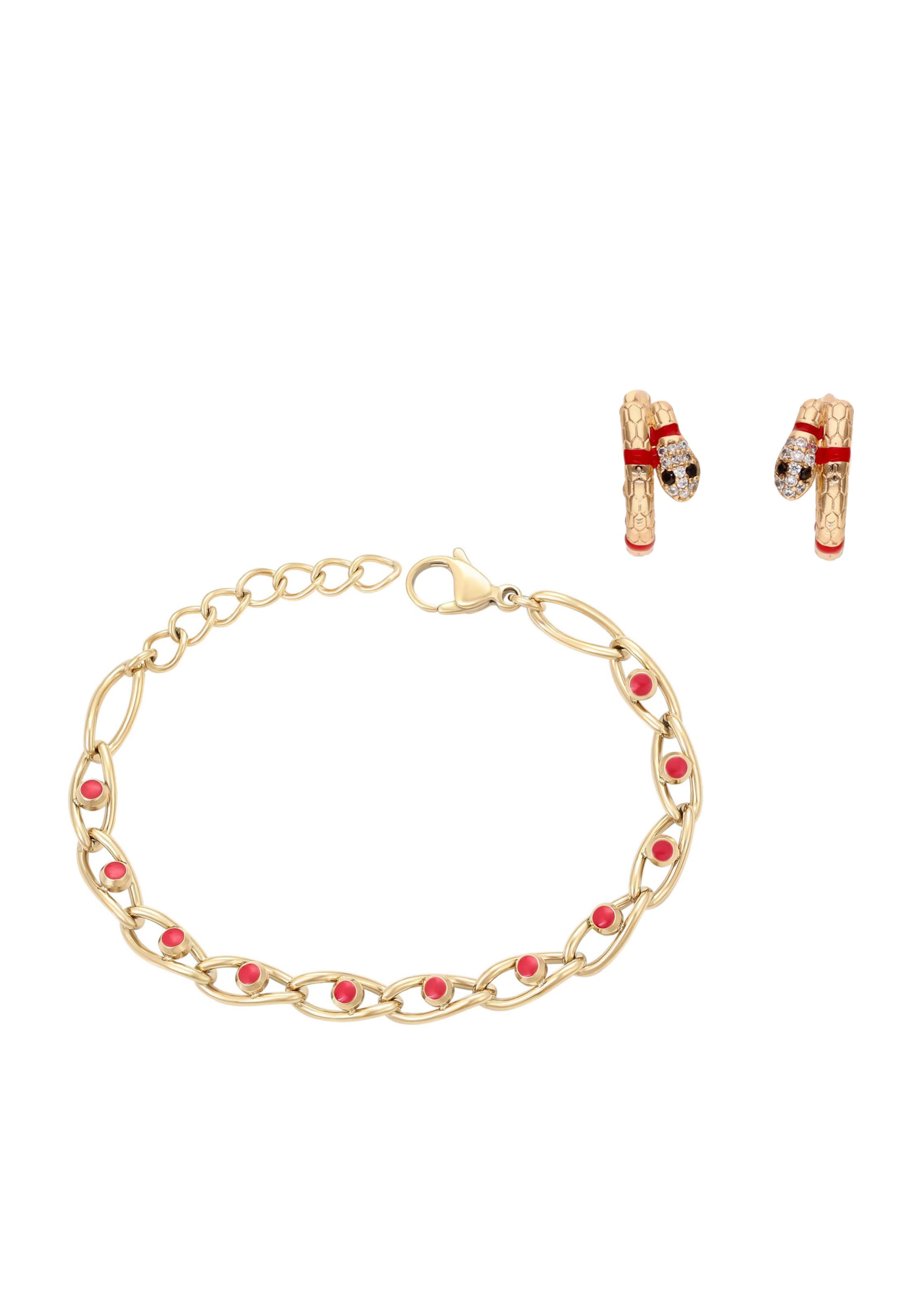 faina Conjuntos de bijuteria em ouro / vermelho / transparente, Vista do artigo