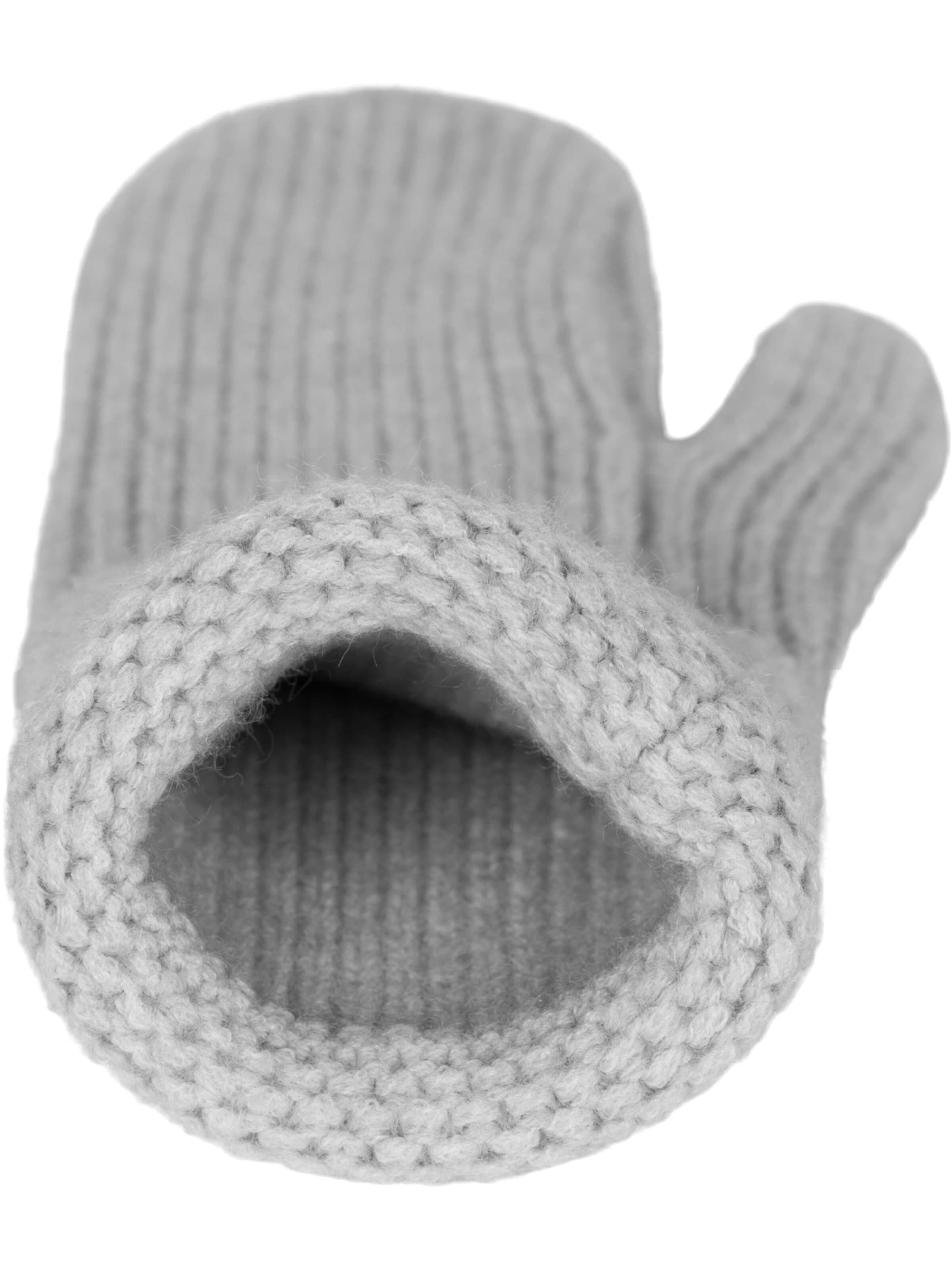 styleBREAKER Fingerhandschuhe 'Strick Fäustlinge mit gemustertem Bund'‌‌‌‌‌‌‌‌‌‌ in Grau
