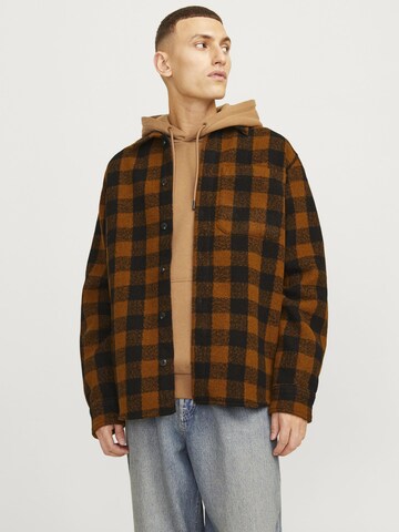 JACK & JONES Comfort fit Button Up Shirt in Brown