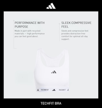 ADIDAS PERFORMANCE Bustier Urheilurintaliivit 'TECHFIT' värissä valkoinen