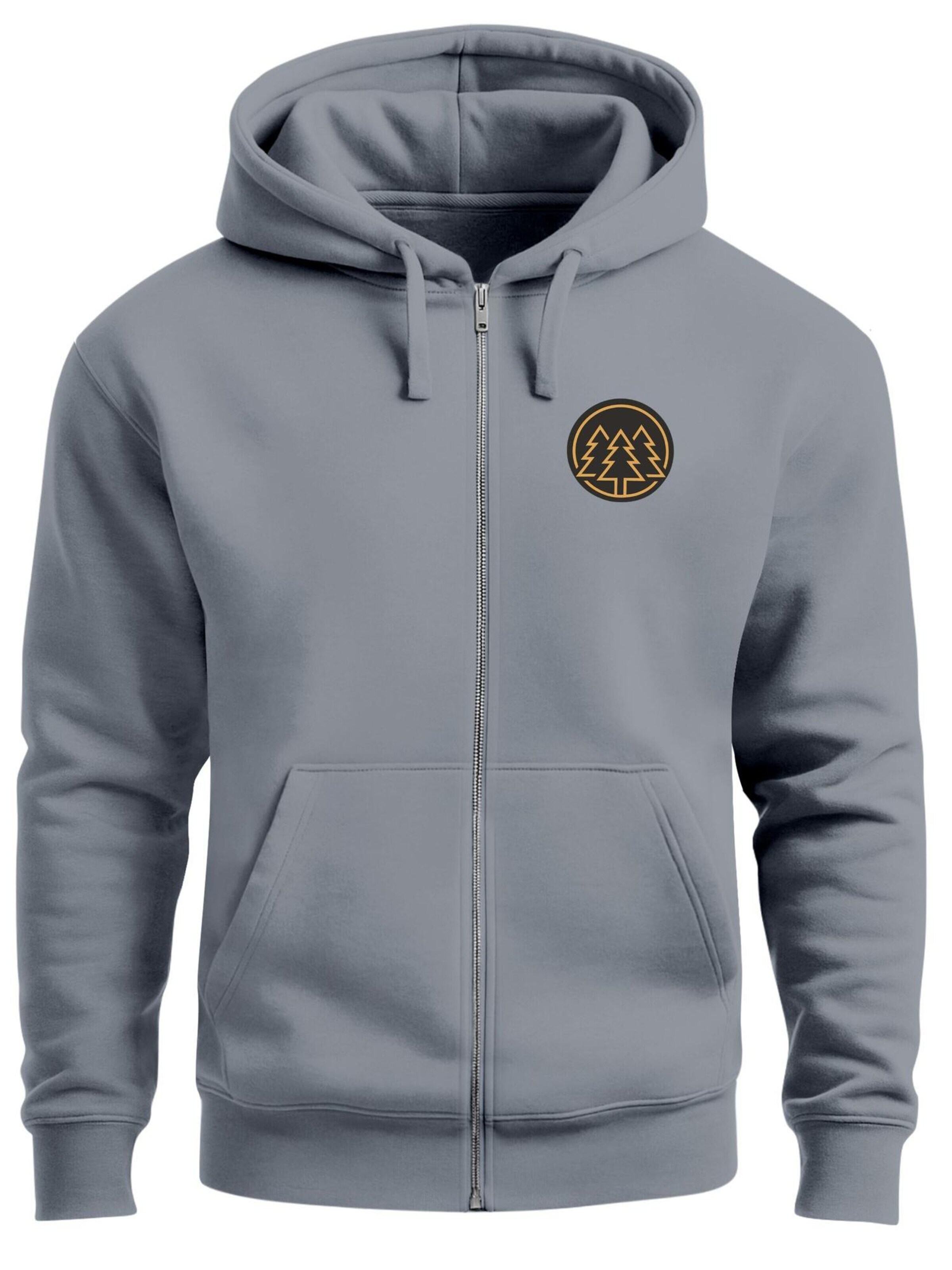 Neverless Sweatjacke 'Bäume Badge'‌‌‌‌‌‌‌‌‌ in Grau: Vorderseite