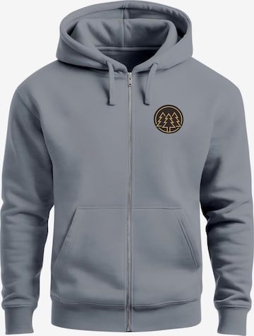 Neverless Sweatjacke 'Bäume Badge' in Grau: Vorderseite