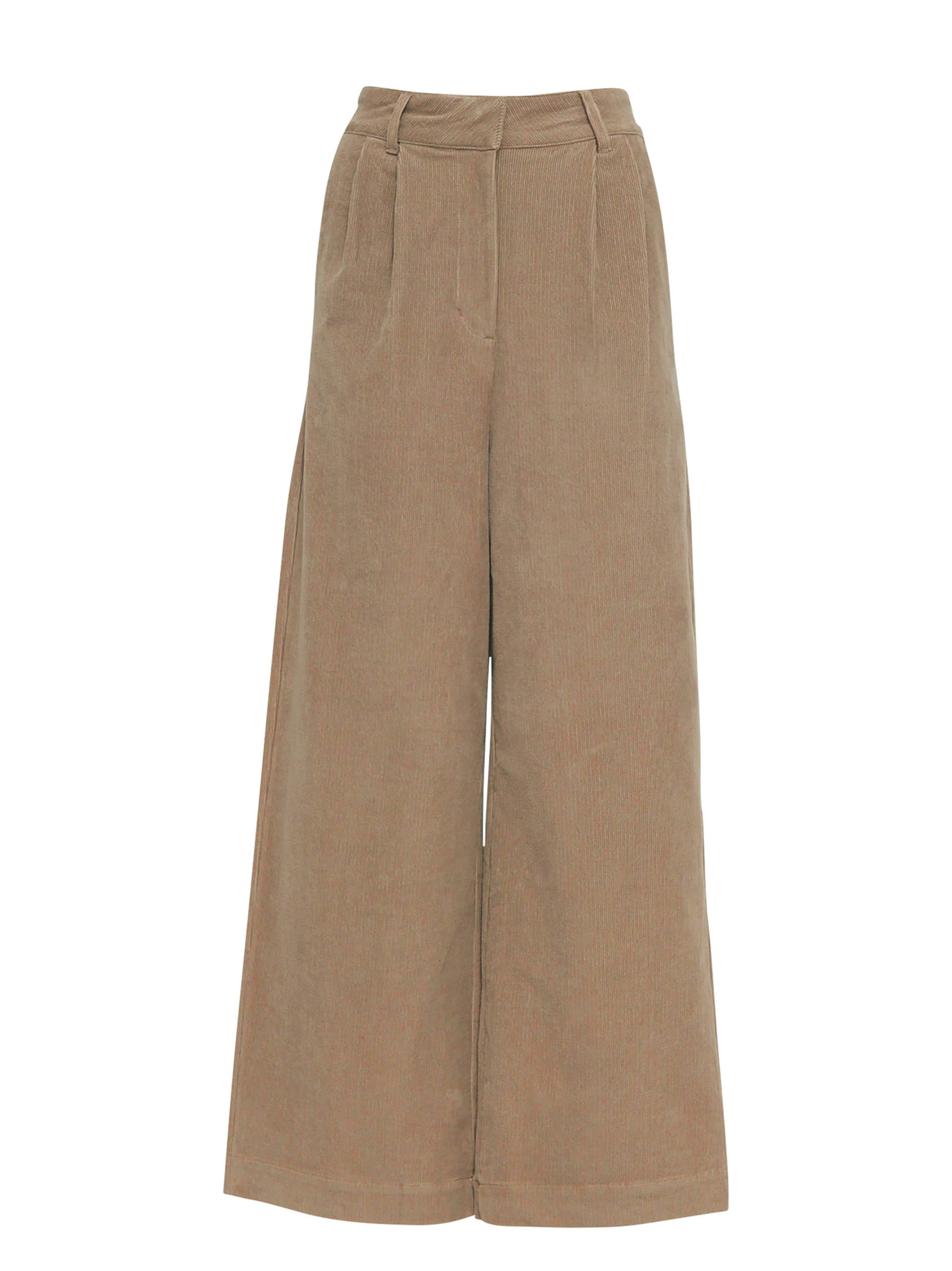 mazine Zvonové kalhoty Kalhoty se sklady v pase 'Niona' – hnědá: přední strana