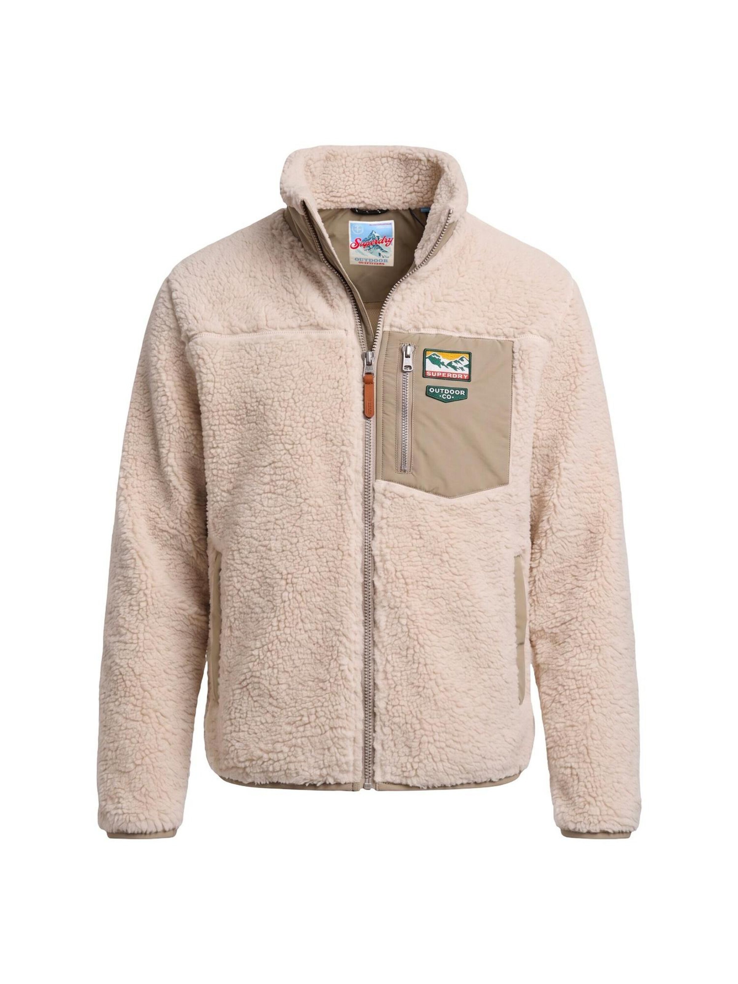 Superdry Fleece jas 'Mountain Full Zip Fleece SDM2014575A' in Beige