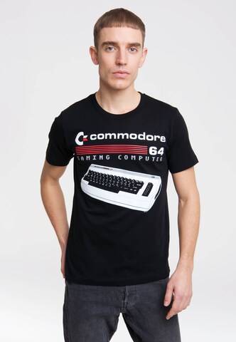 LOGOSHIRT Shirt 'Commodore 64' in Black: front