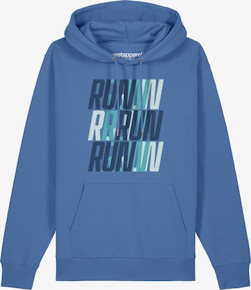 Sweat-shirt ' Run, Run, Run blue ' Watapparel en bleu : devant