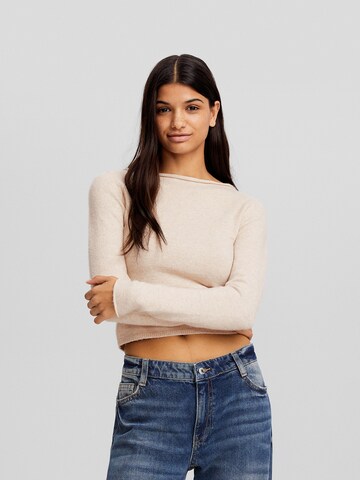 Bershka Sweater in Beige: front