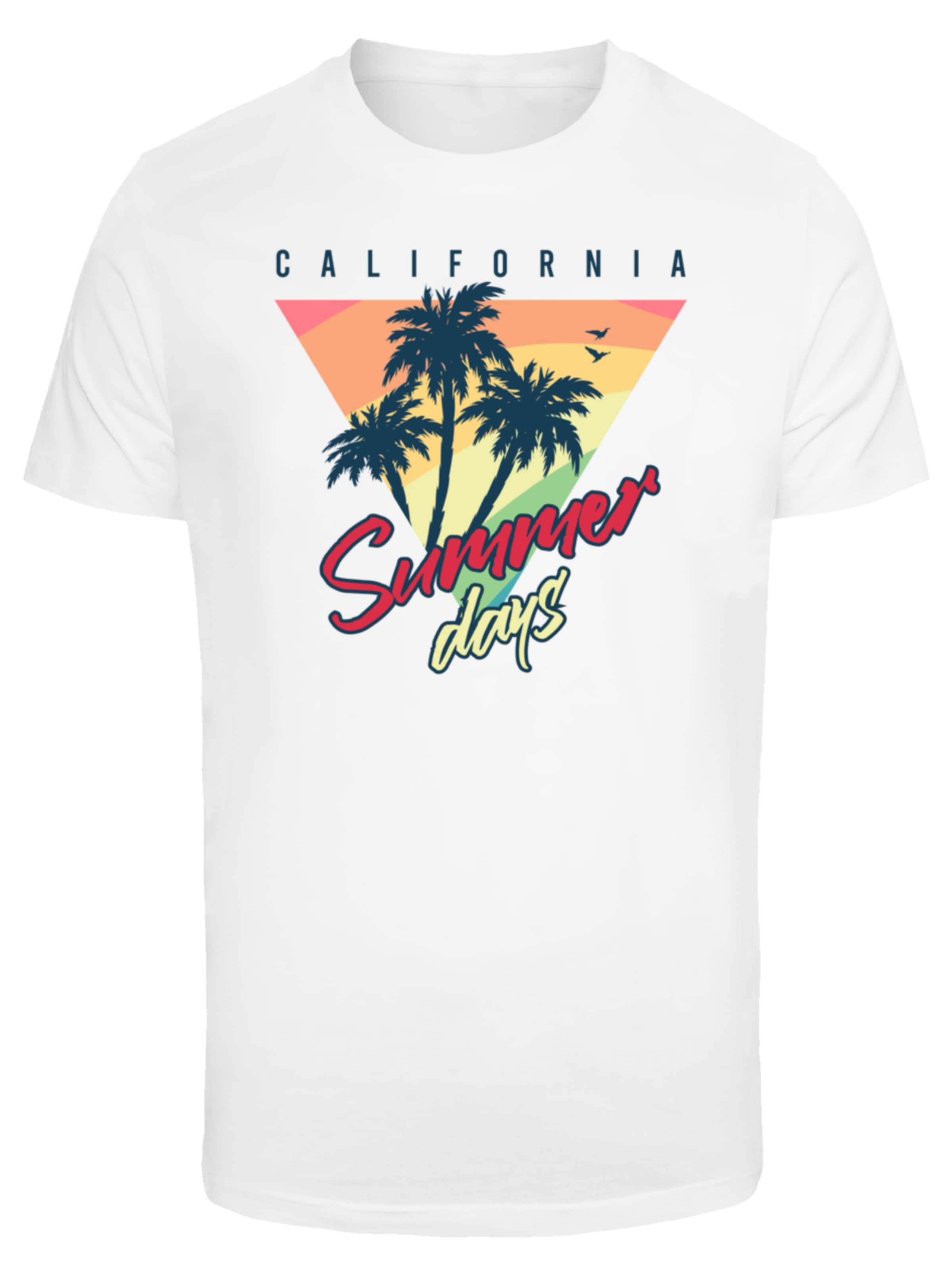 T-Shirt 'California Palmen Retro' F4NT4STIC en blanc : devant