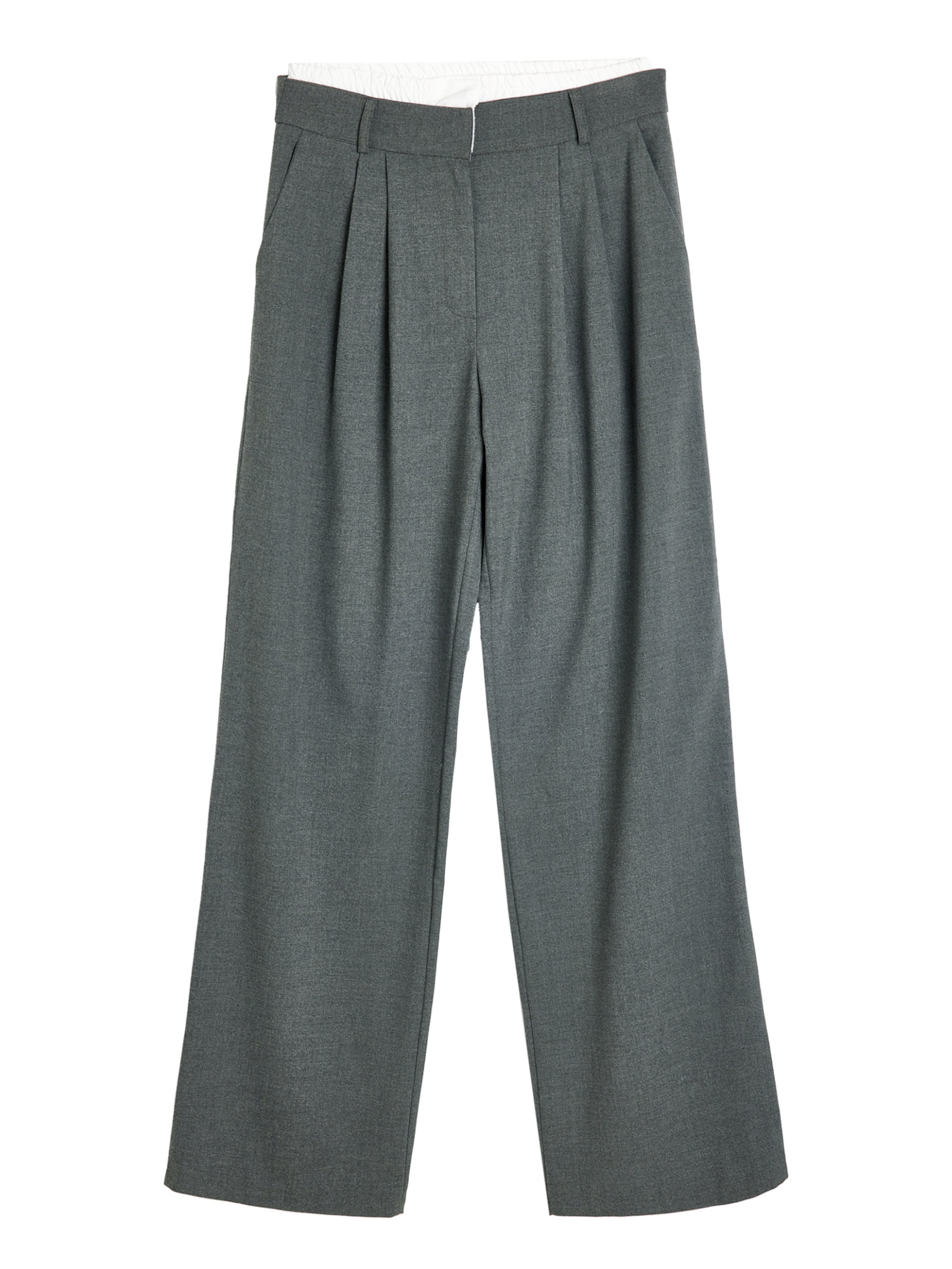Koton Wide leg Bandplooibroek in Grijs: voorkant