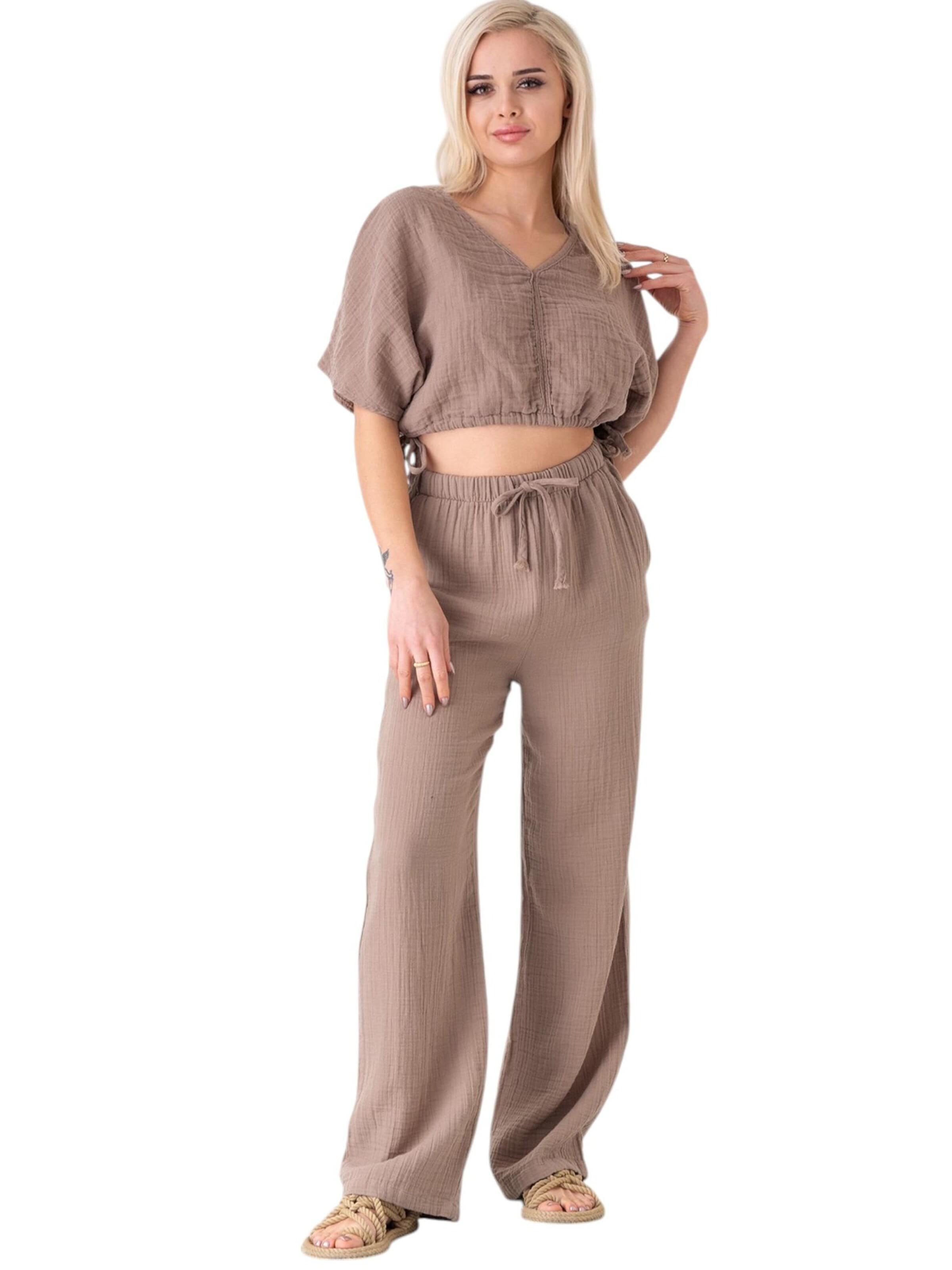 WENOR Wide leg Broek 'Eleni' in Beige