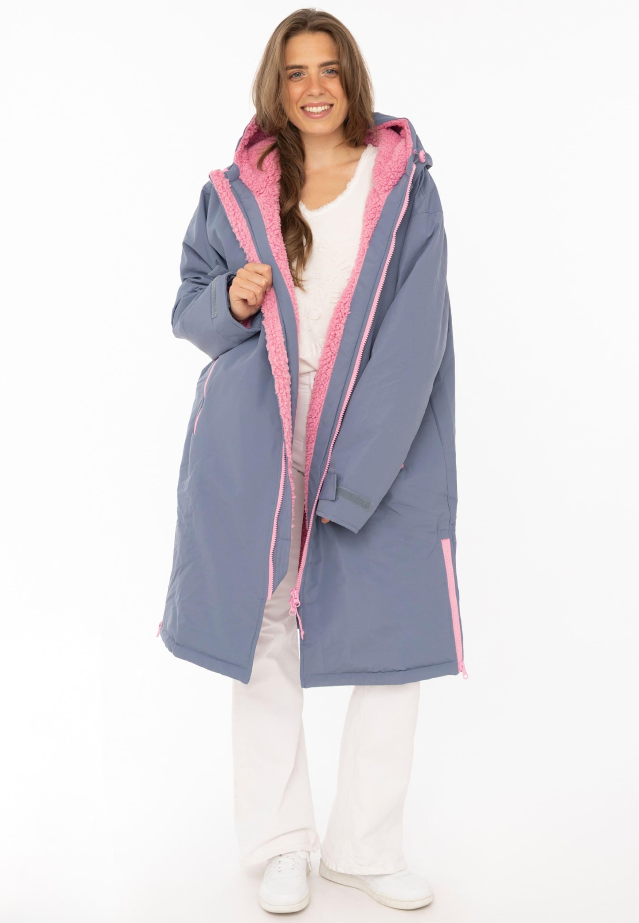 Zwillingsherz Wintermantel in Blauw: voorkant