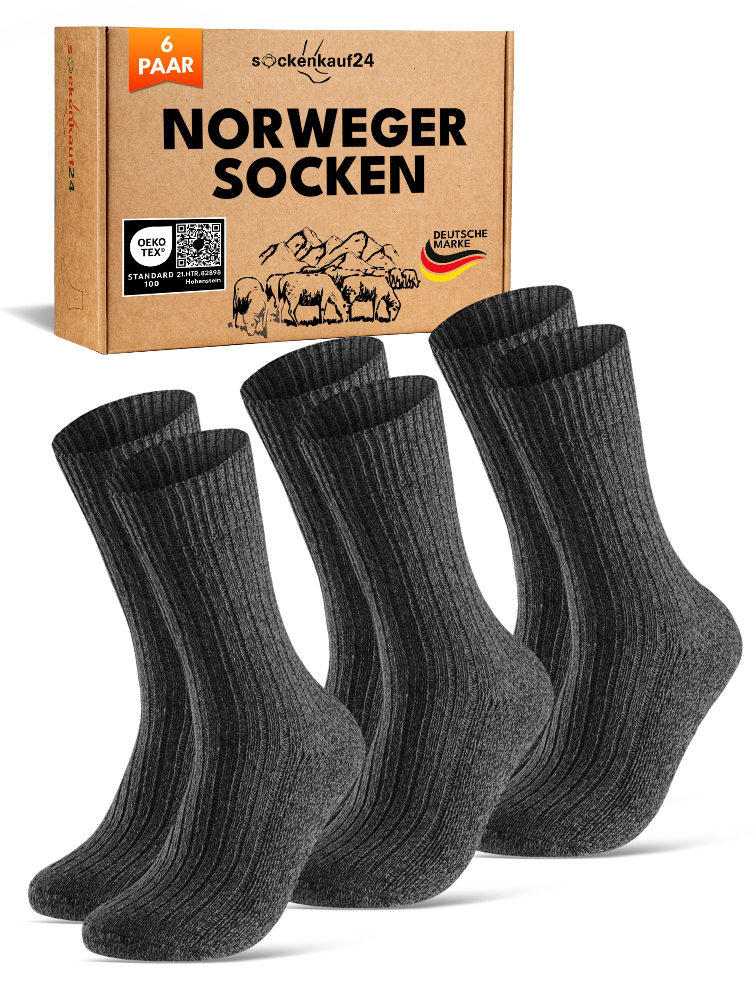 sockenkauf24 Skarpety 'Norweger Wollsocken' w kolorze szary: przód