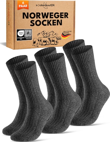 sockenkauf24 Skarpety 'Norweger Wollsocken' w kolorze szary: przód