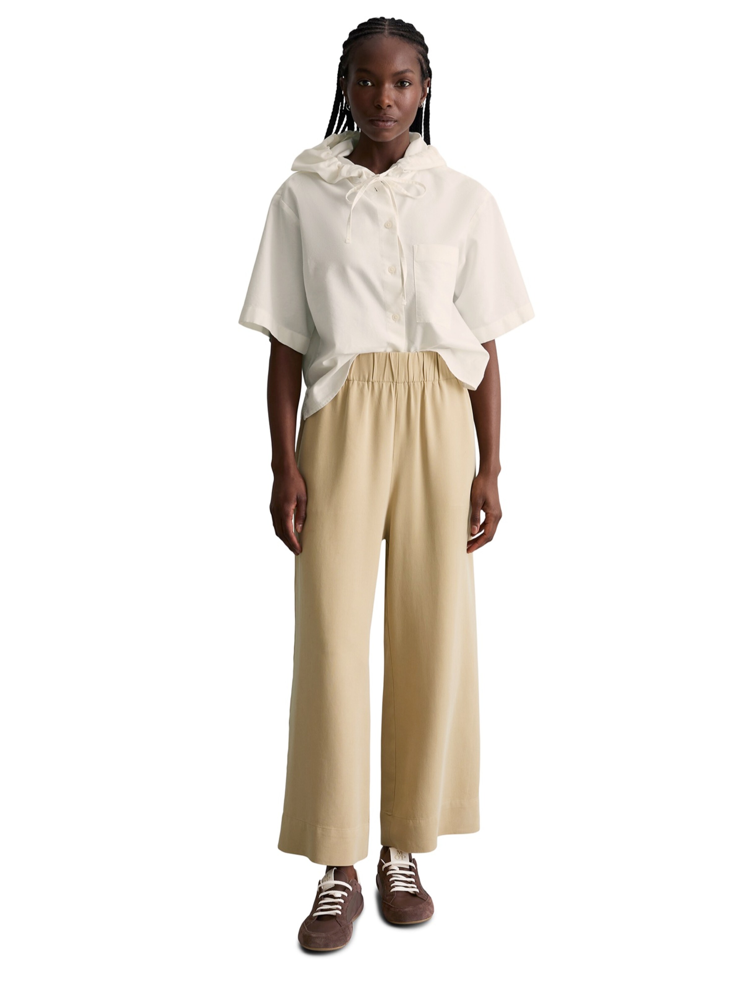 Marc O'Polo DENIM Szeroka nogawka Spodnie w kolorze zielony