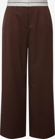 Studio Untold Wide leg Pleated Pants in Brown: front