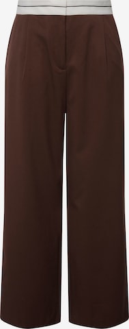 Studio Untold Wide leg Pleated Pants in Brown: front