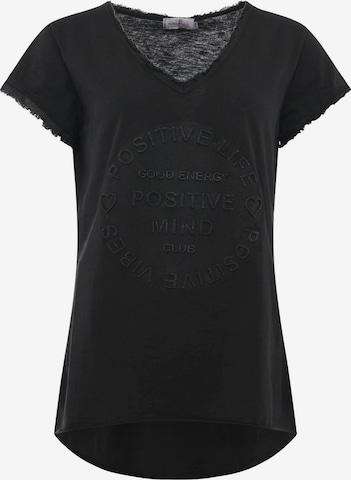 T-shirt 'Positive Mind' Zwillingsherz en noir : devant