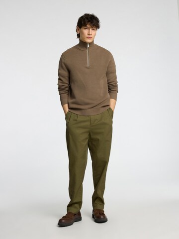 SELECTED HOMME Loosefit Bandplooibroek in Groen