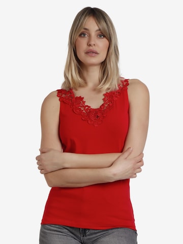 admas - Top 'ADMAS Camiseta Sin Mangas Escote Guipur para Mujer' en rojo: frente