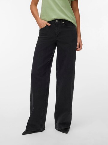 VERO MODA Wide leg Jeans 'VMSandie' in Zwart: voorkant