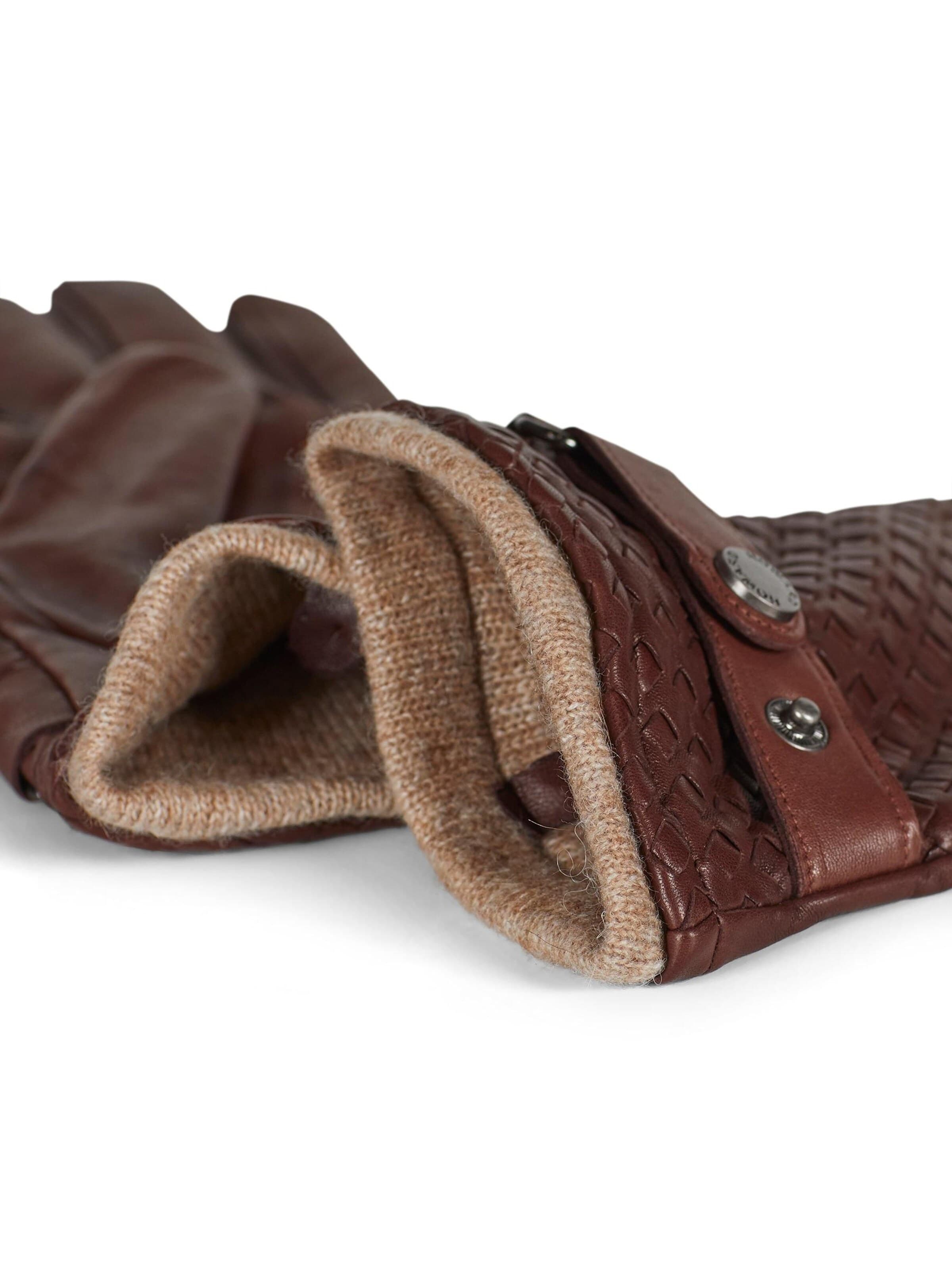 Howard London - Guantes con dedos 'Leather Gloves Axel Brown' en marrón