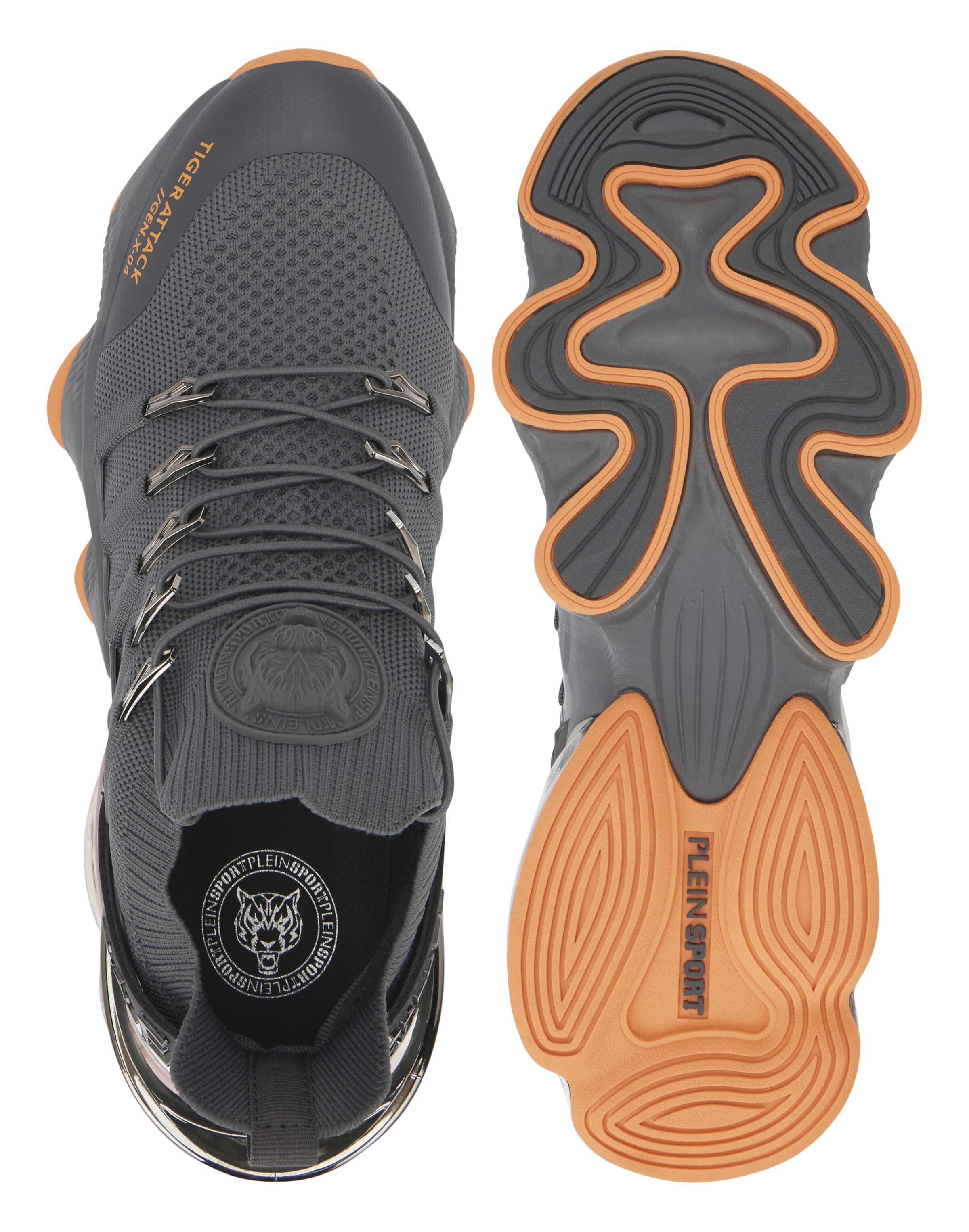 Plein Sport - Sapatilhas baixas 'Tiger Attack Gen. X.04' em cinzento