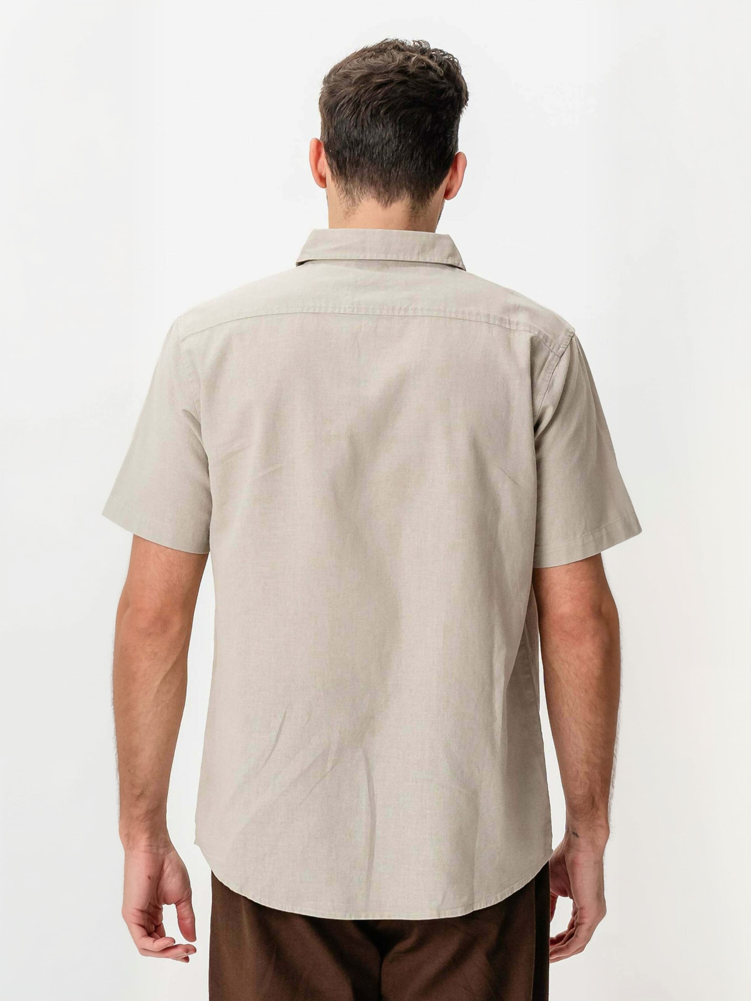 Coupe regular Chemise ' Linen Blend ' TEESHOPPEN en beige