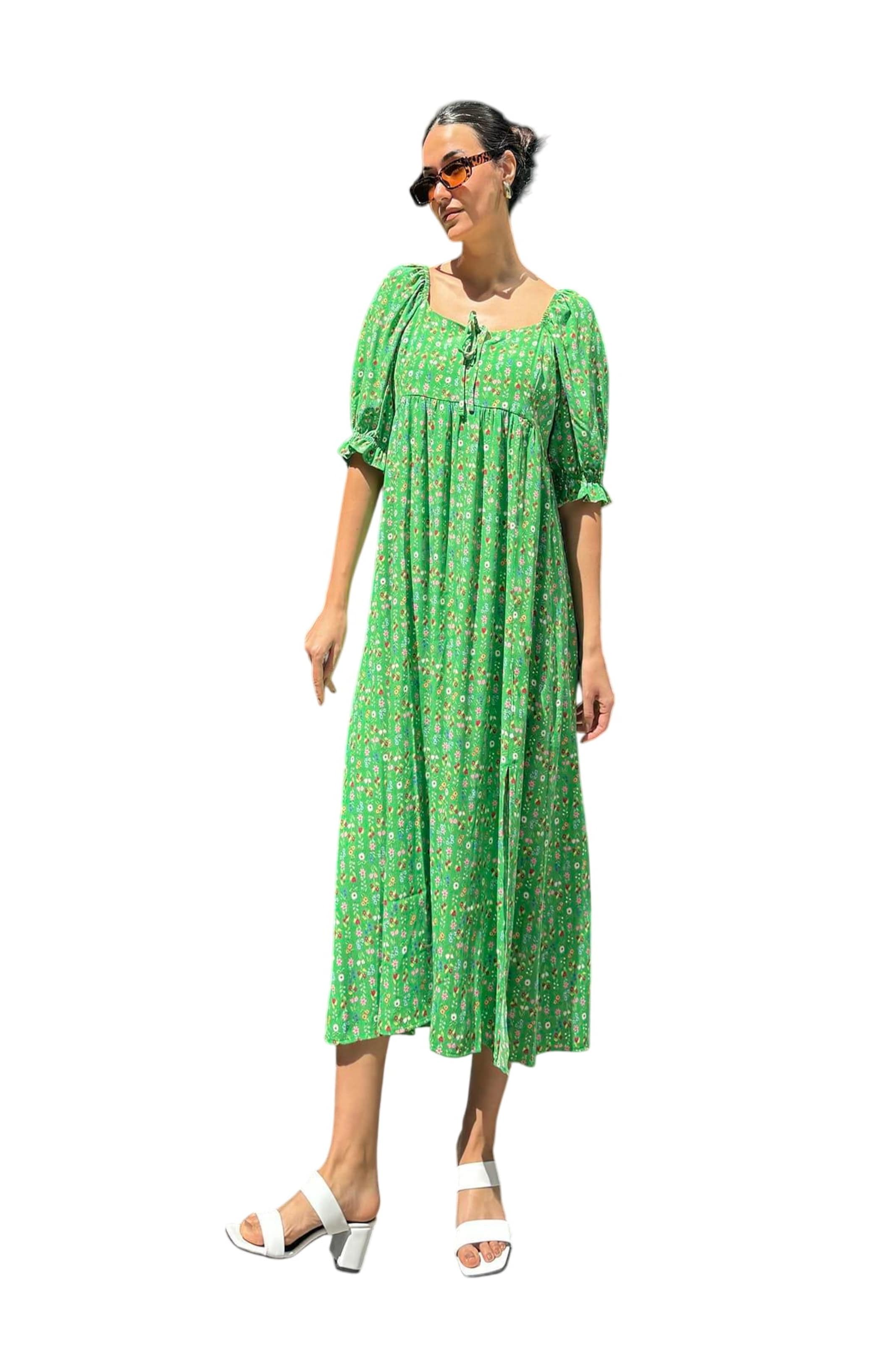 For You Moda Dress in Green: front
