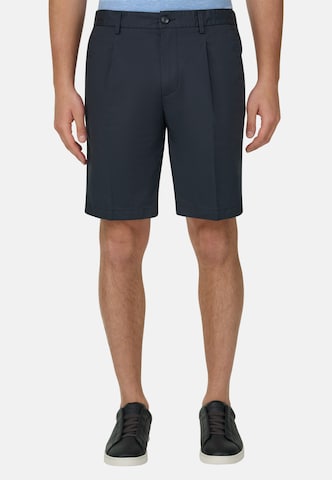 Boggi Milano Slimfit Bandplooibroek in Blauw: voorkant