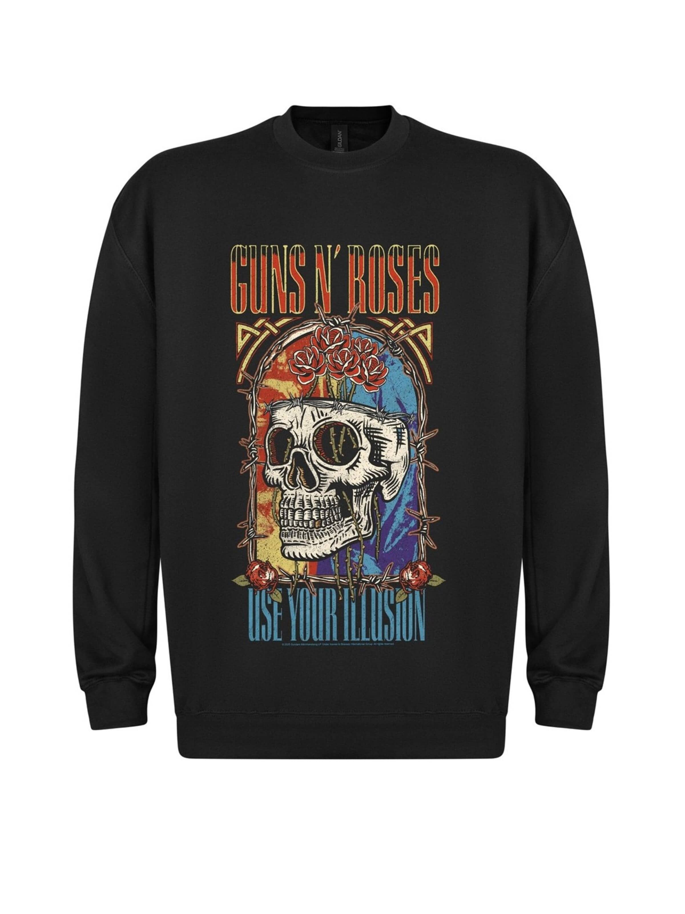 GUNS N' ROSES Sweatshirt 'Guns N´ Roses Use Your Illution' in Black: front