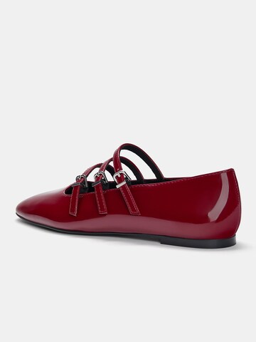 Pull&Bear Ballet Flats with Strap in Red