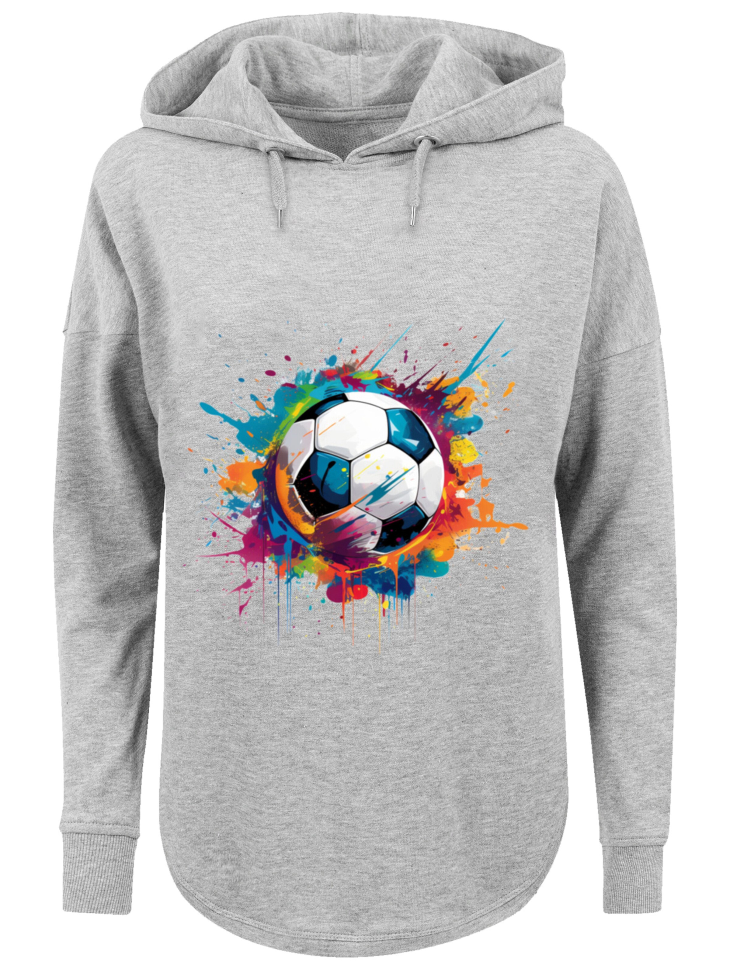 F4NT4STIC Sweatshirt 'Bunte Fußball Grafik' in Grijs: voorkant