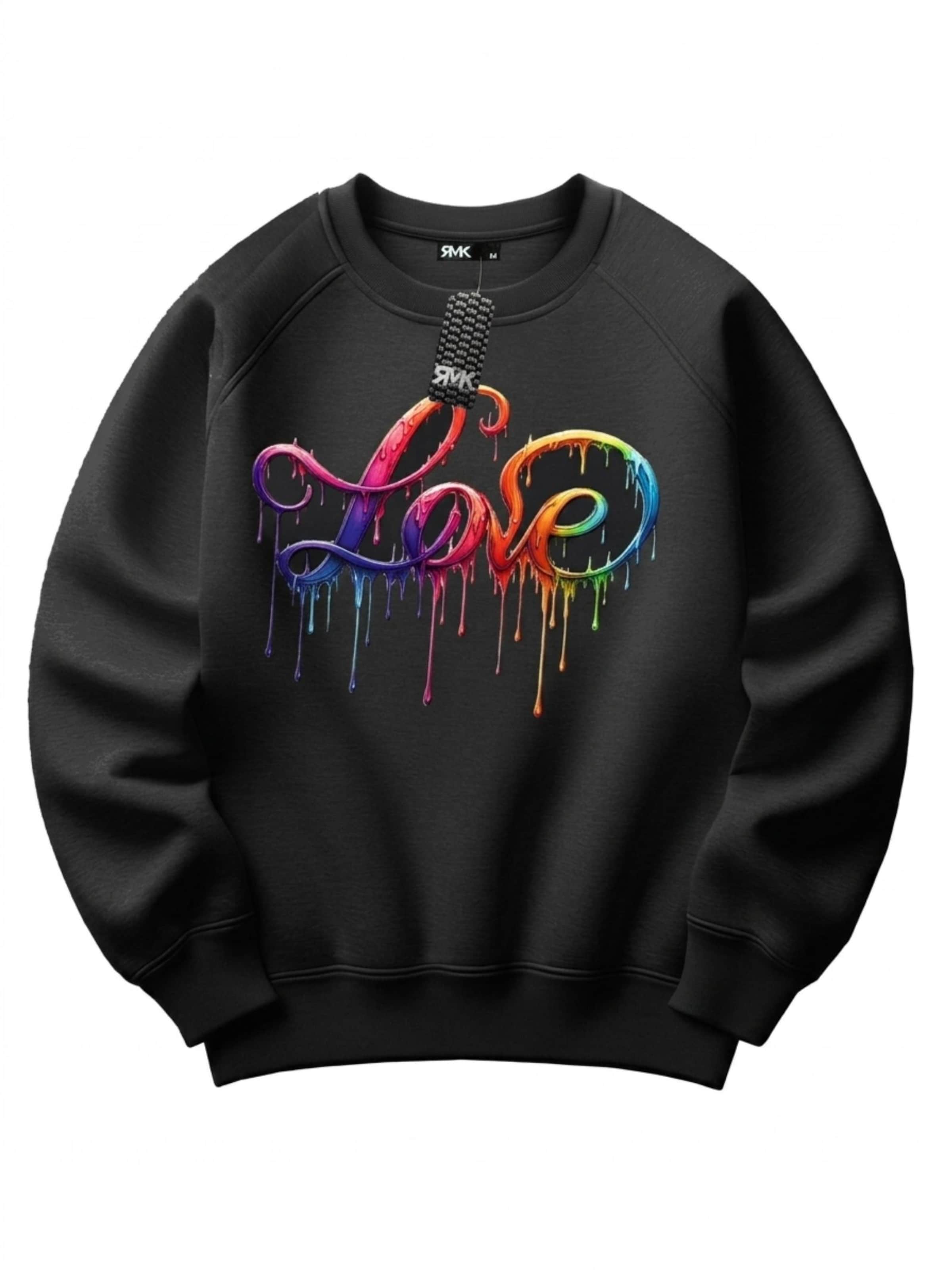 RMK Sweatshirt 'Love' in Black: front