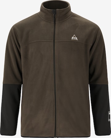 SOS Fleece Jacket 'Senja' in Brown: front