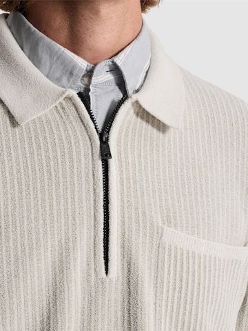 CAST IRON - Jersey 'Pullover with zip polo collar and chest pocket' en beige