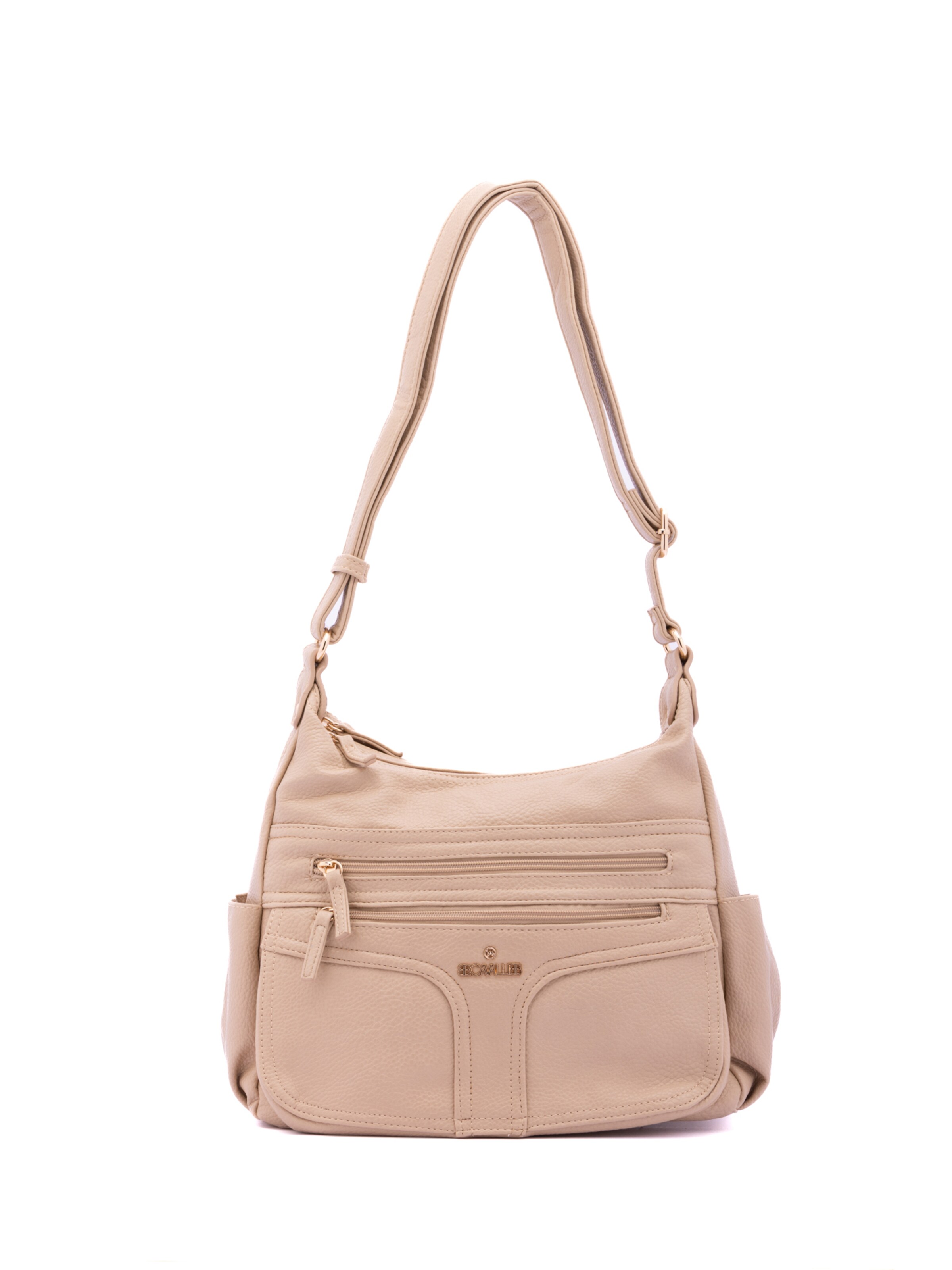 Borsa a spalla 'Borsa a Spalla Donna Ecopelle - Zip e Tasche Multiple' di B. Cavalli in beige: frontale