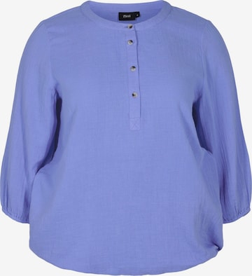 Zizzi Blouse 'XPANO' in Blauw: voorkant